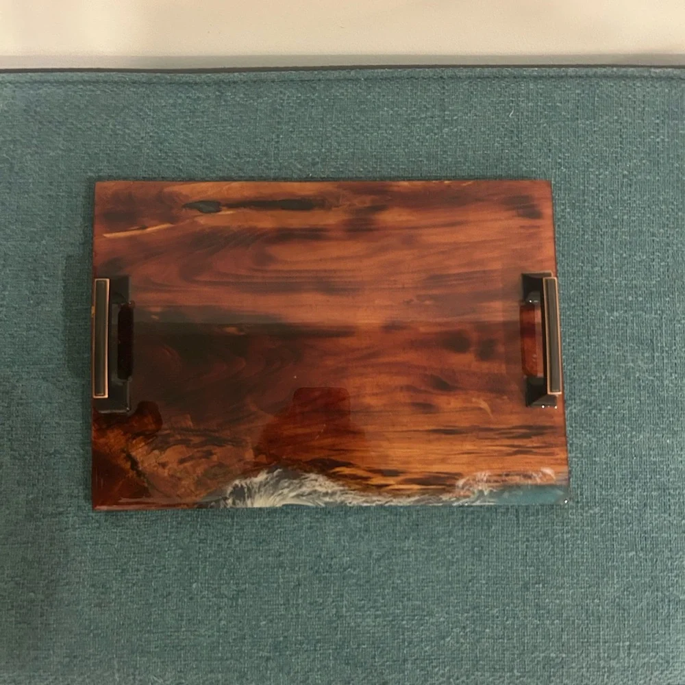 Homemade Wooden Ocean Tray with Handles